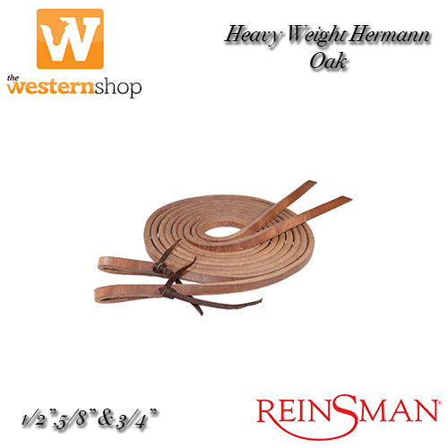 Reinsman Hermann Oak Harness Leather Split Reins - Pre Oiled