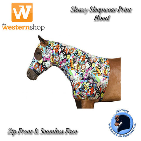 Sleazy Sleepware For Horses Stretch Hood With Zipper - Funky Prints