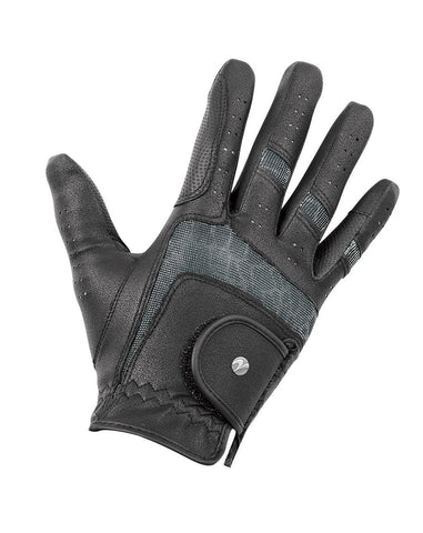 Busse Black Faux Leather Riding Gloves with Silver joints