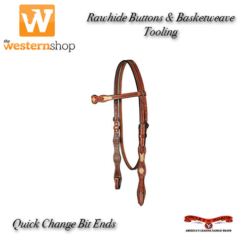 Circle Y ⅝” Rawhide Buttons Browband Headstall